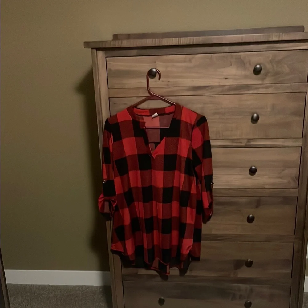 Sew In Love Red and Black Plaid Blouse - Picture 1 of 1